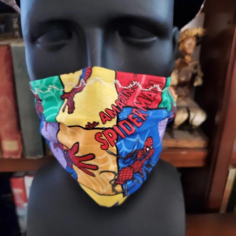 Cloth Face Mask - Silver/Copper Filters- Spiderman